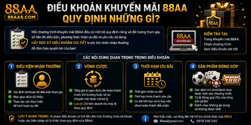 Những điều khoản khuyến mãi nhà cái 88aa quy định